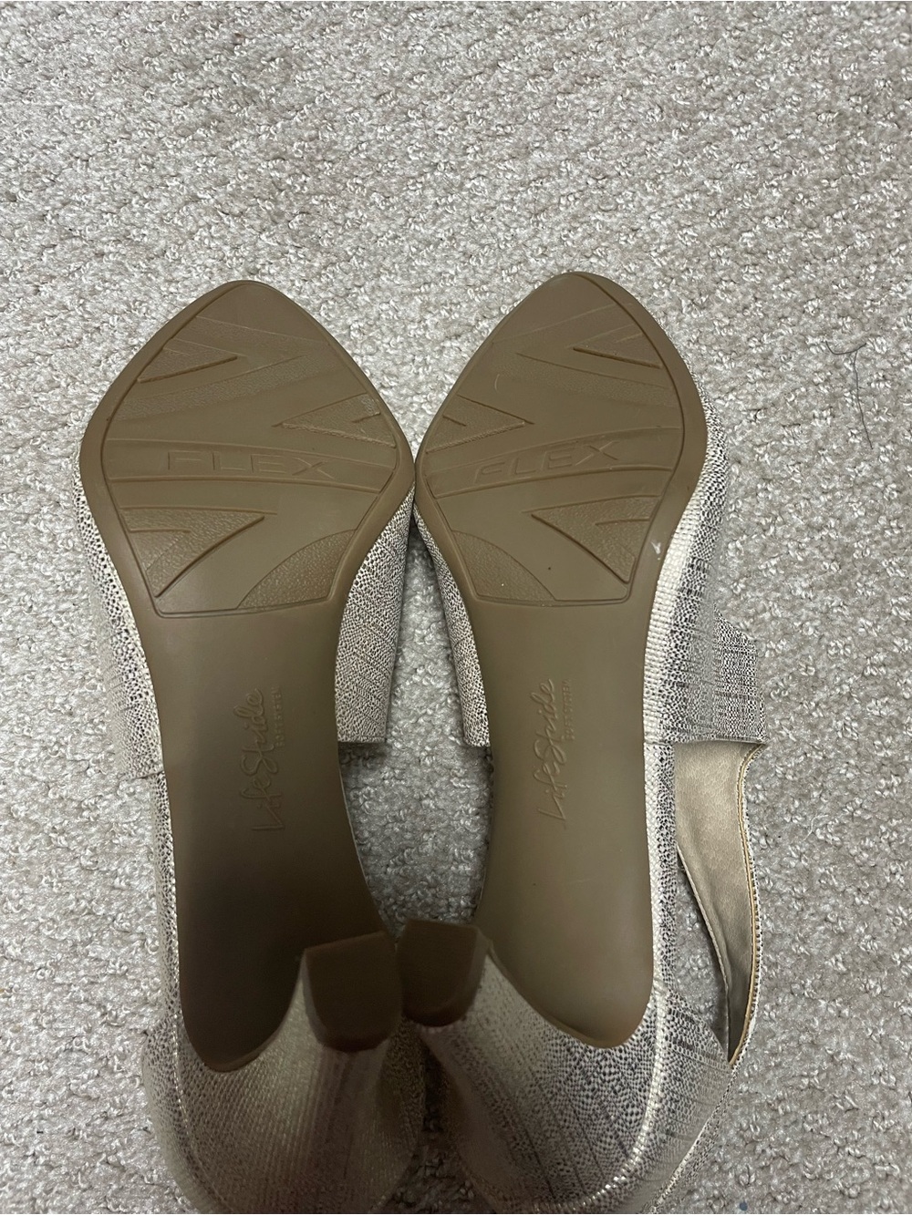 Life Stride Gold T-Strap Heels - Picture 3 of 4